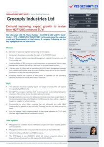 Greenply share Yes Securities