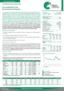 Lux Industries Ltd - Q1FY26 Result Update - SMIFS Institutional Research