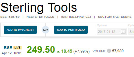 Sterling Tools Multibagger